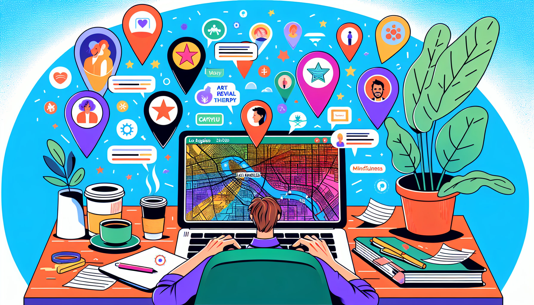 An illustration representing research on specialized therapists in Los Angeles for unique needs.