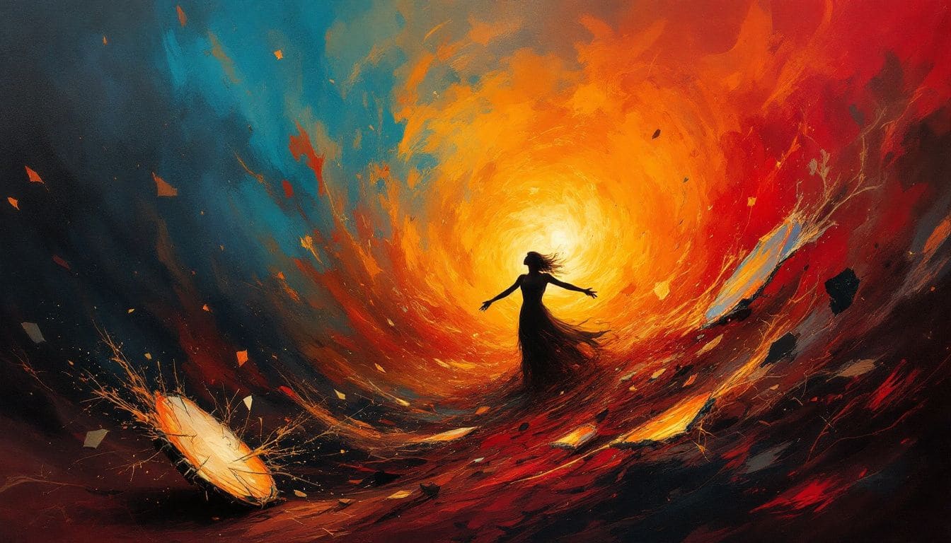 An artistic representation of catharsis in real life, showcasing various scenarios.