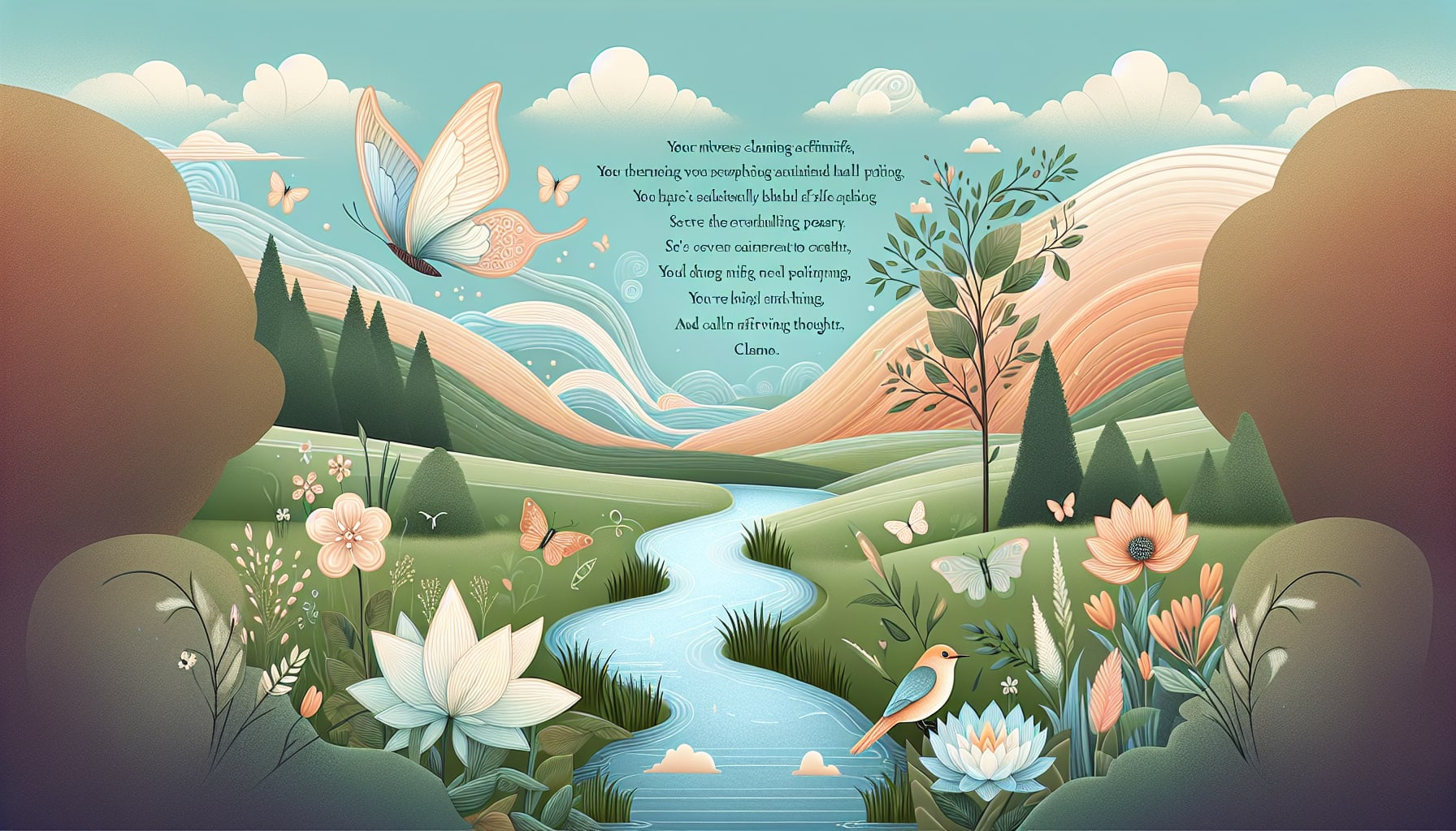 An illustration of various affirmations to calm anxious thoughts.