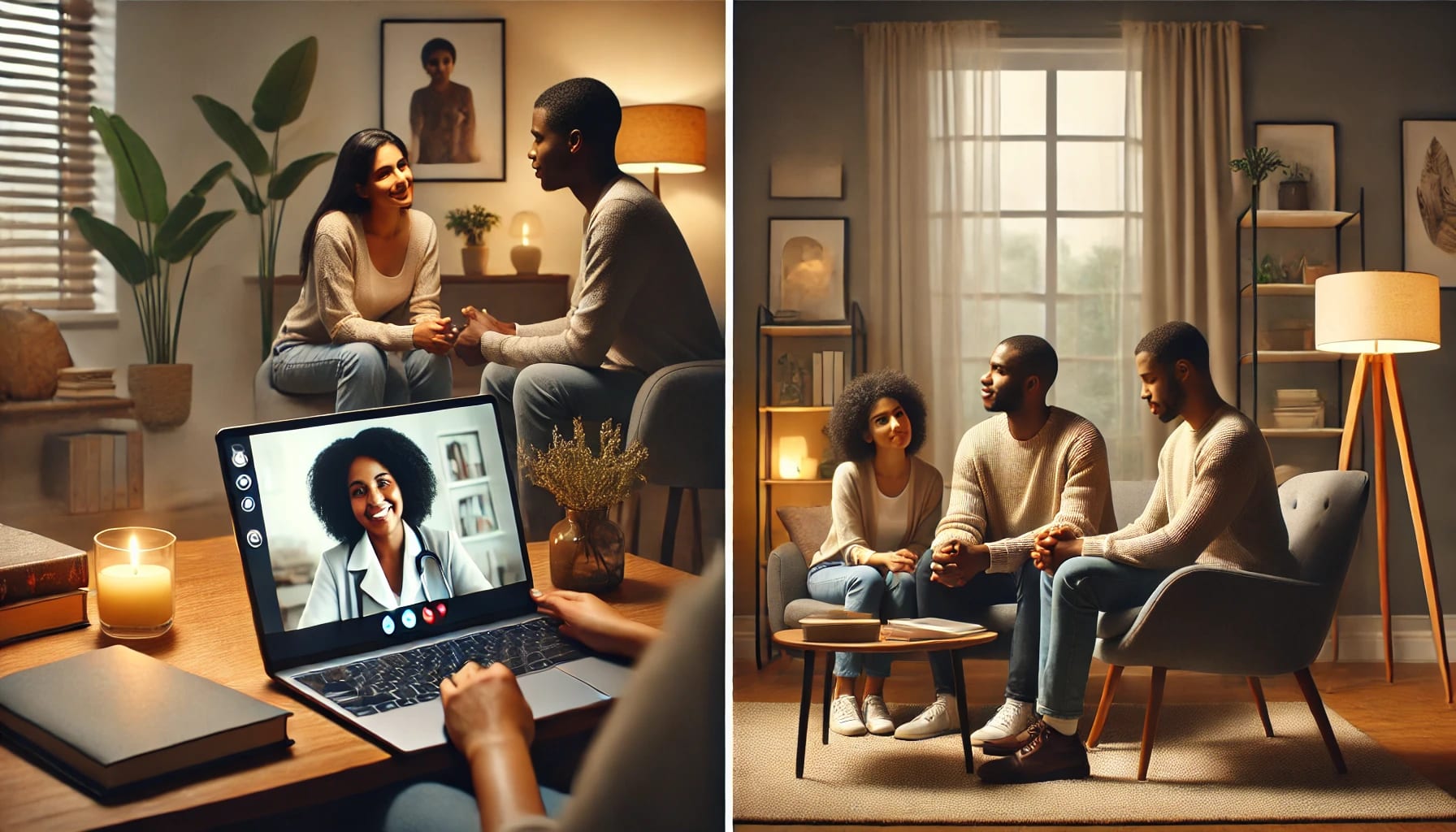 A happy couple sharing their success story after therapy in Los Angeles.
