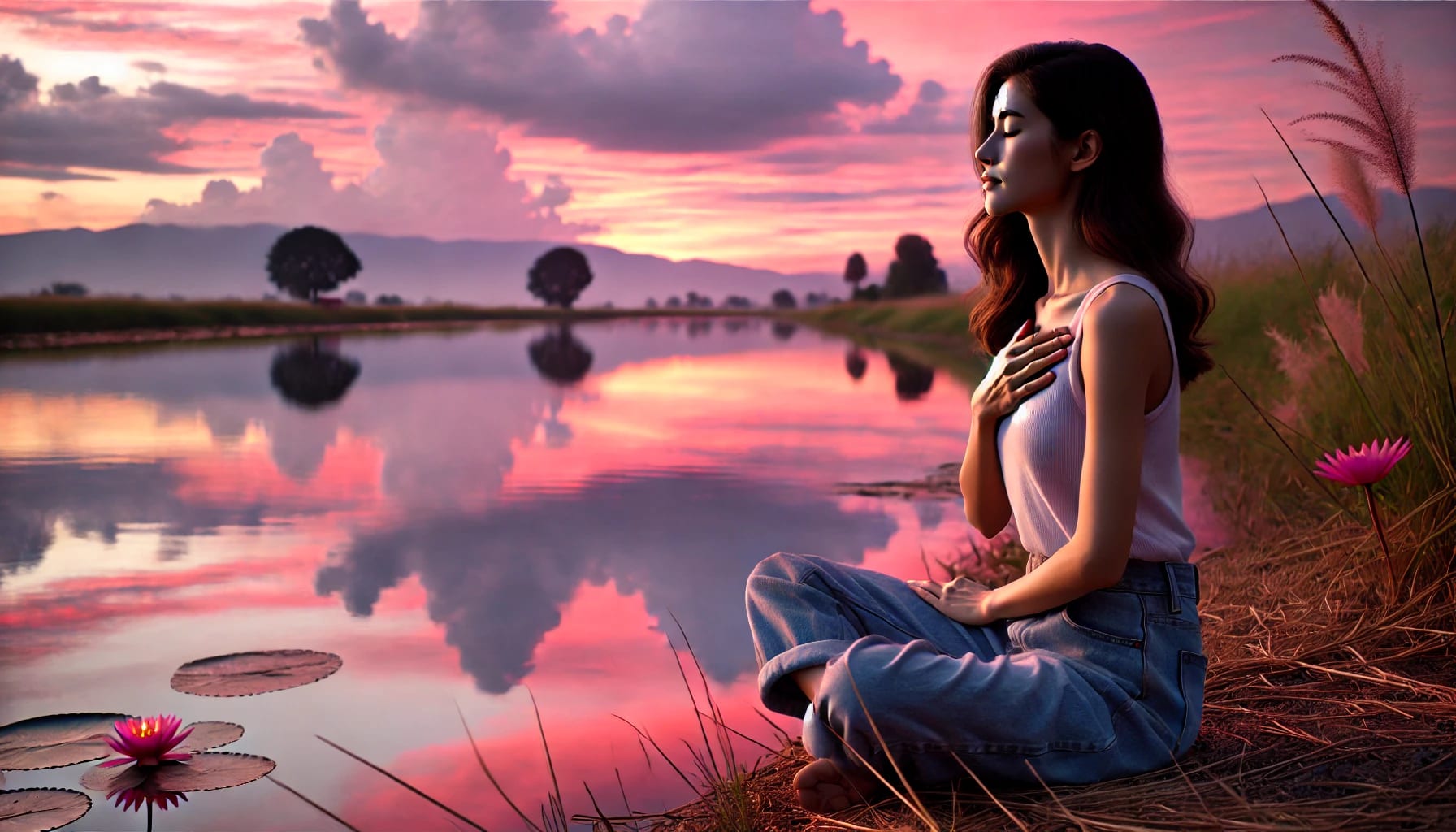 An illustration of various affirmations to calm anxious thoughts.