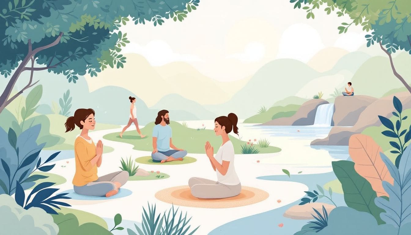 A variety of popular mindfulness-based interventions being practiced.