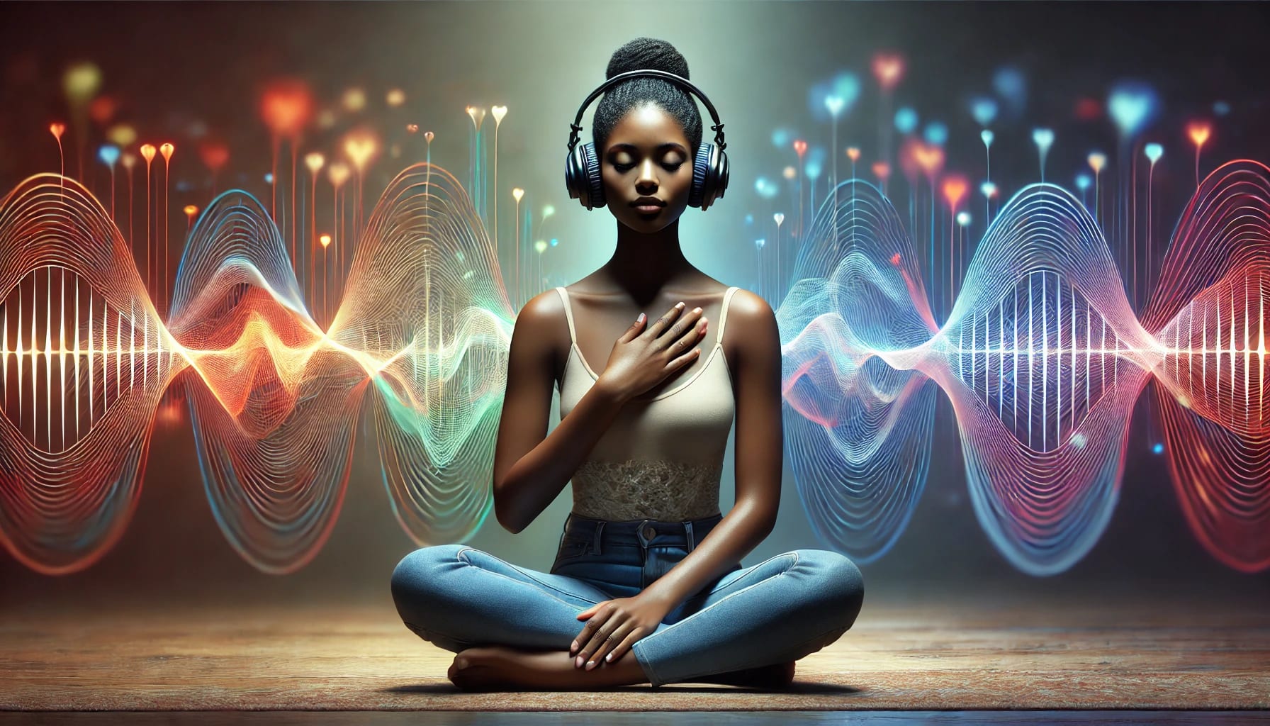 A person practicing binaural stimulation exercises in a calming environment.