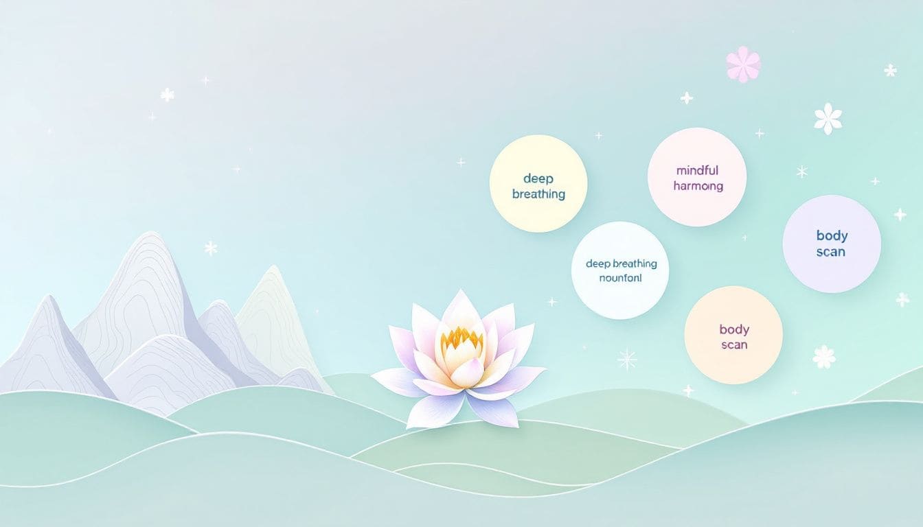 A collage of key techniques in mindfulness therapy.