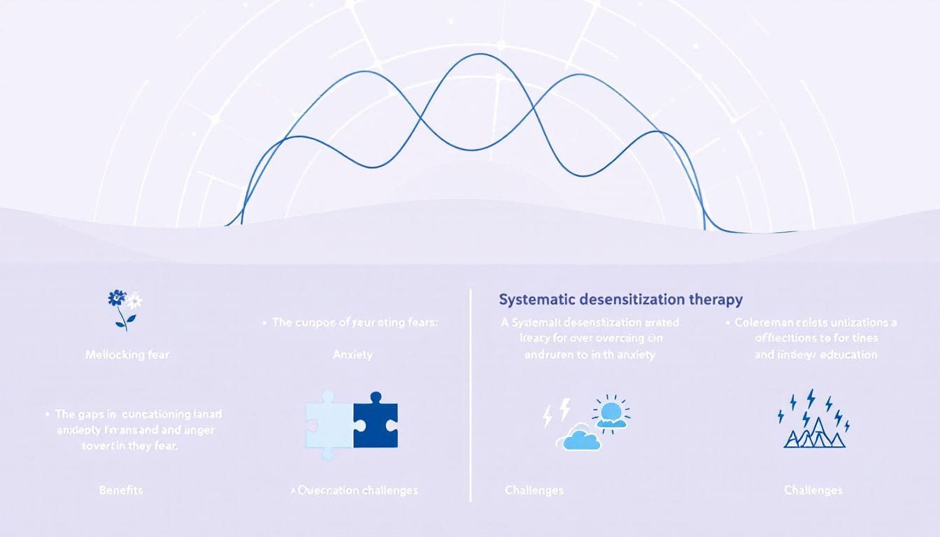 An infographic summarizing the benefits and challenges of systematic desensitization therapy.