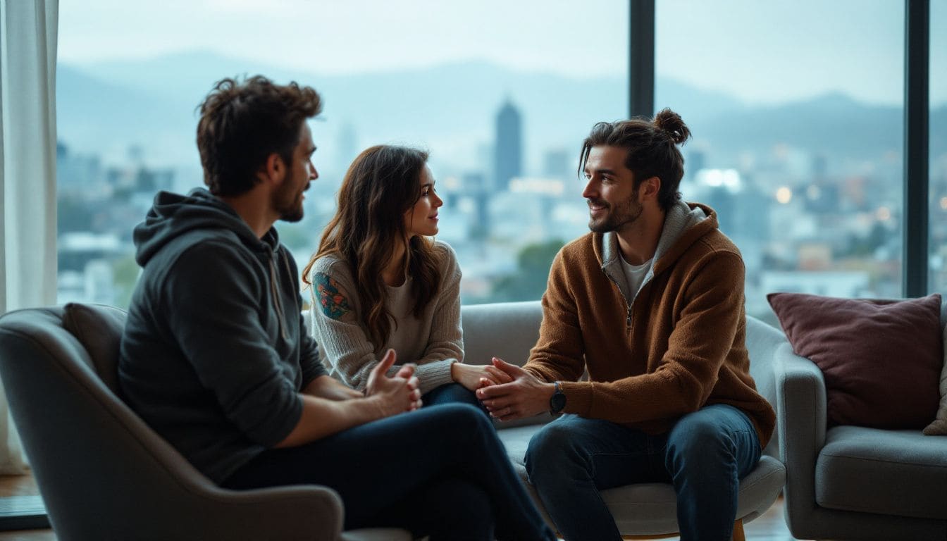 A family therapy session in progress with a therapist in Los Angeles.