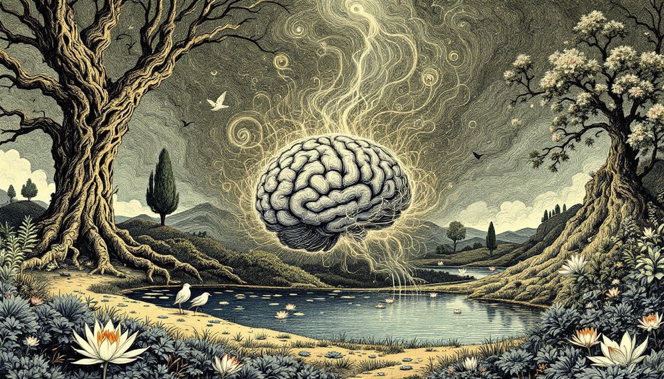 An artistic representation of substances affecting memory.