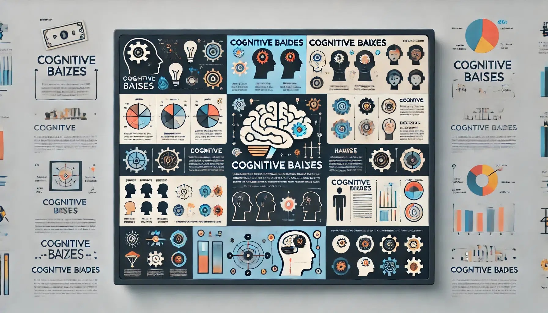 An illustration representing cognitive biases and confirmation bias.