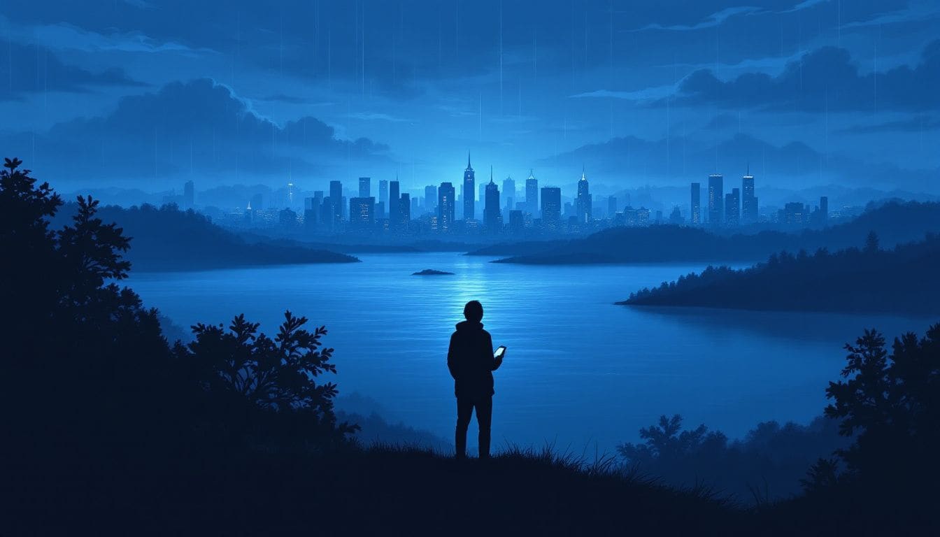 A serene setting promoting mindful social media usage.