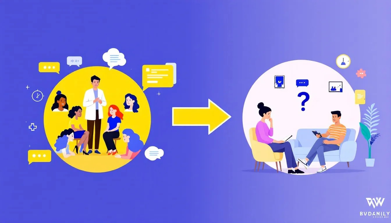 A collaborative therapy session that combines group and individual therapy elements.