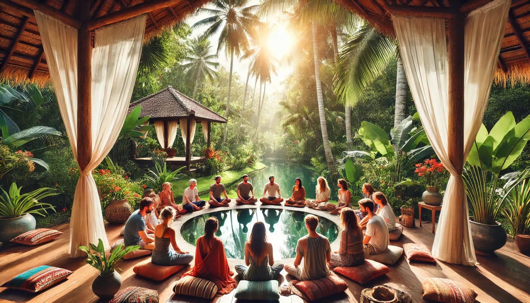 Participants engaging in mindfulness practices at a personalized wellness retreat, fostering lasting change.