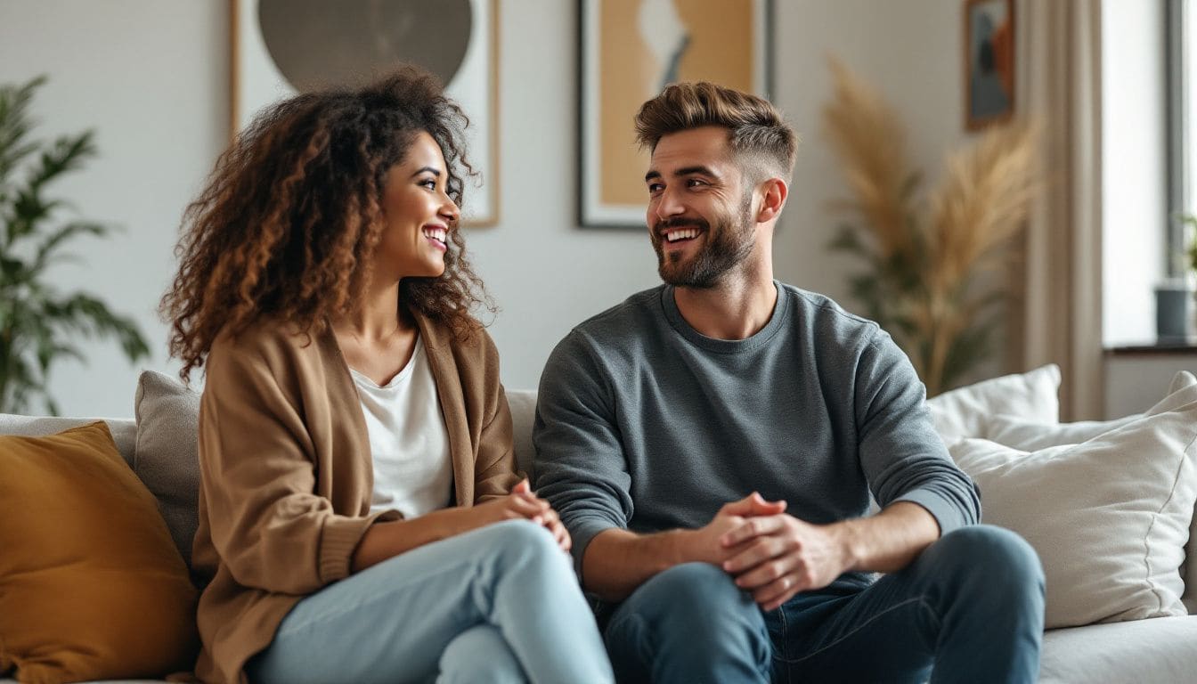 A couple researching therapists online, focusing on finding the best couples therapist in Los Angeles.