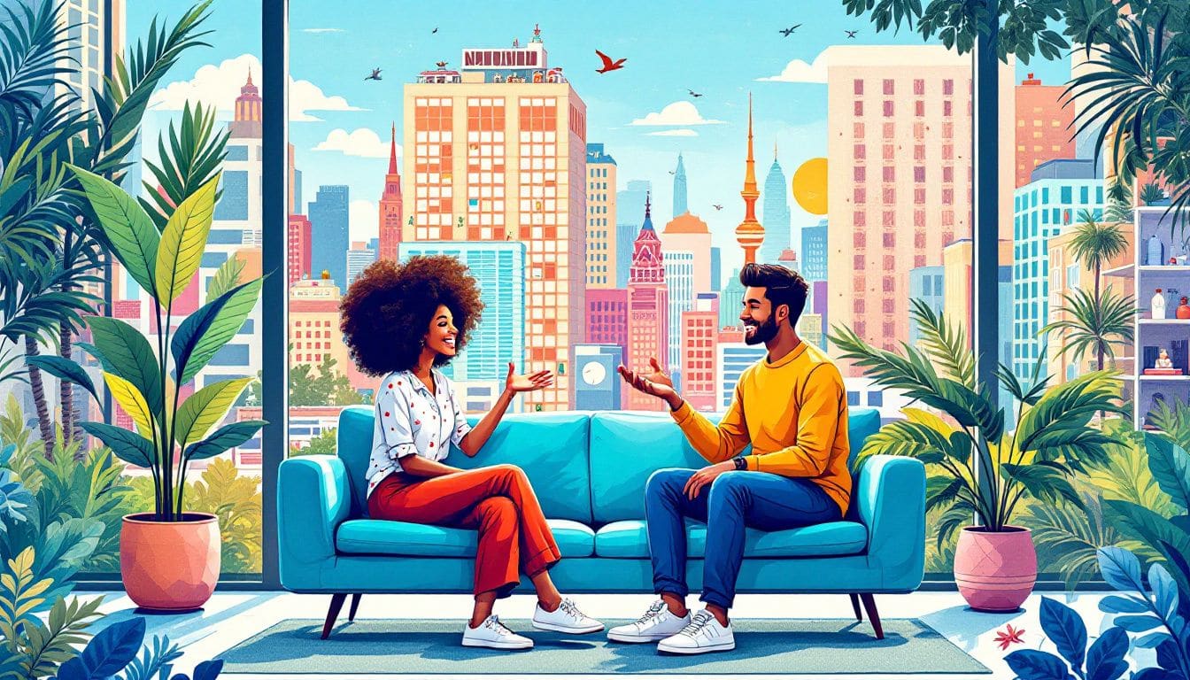 A couple discussing their relationship challenges with a therapist.