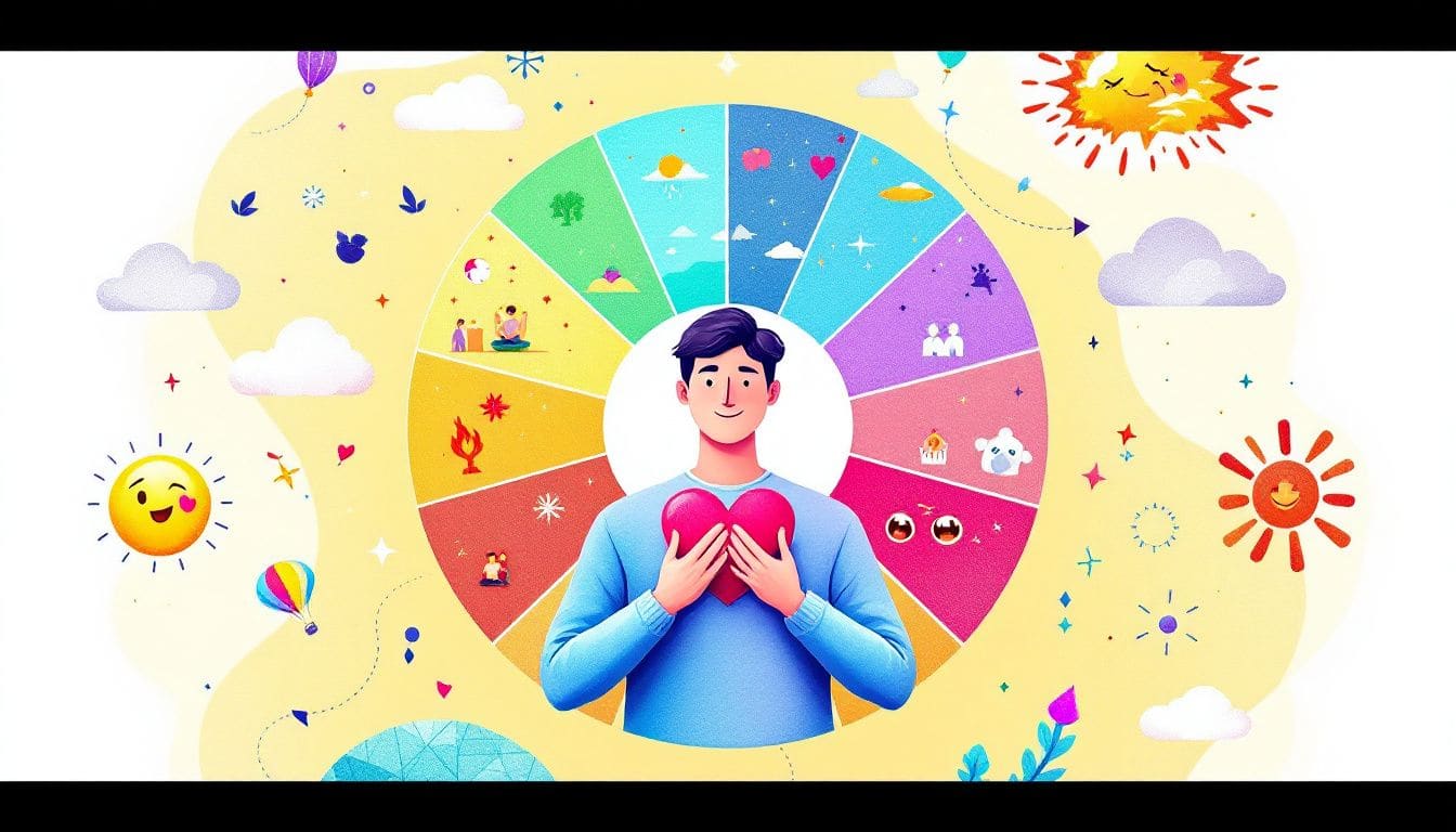 A person practicing emotional awareness with the feeling wheel.