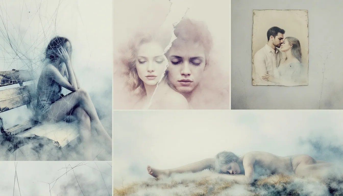 A collage of case studies related to ambiguous grief, illustrating different scenarios of loss.