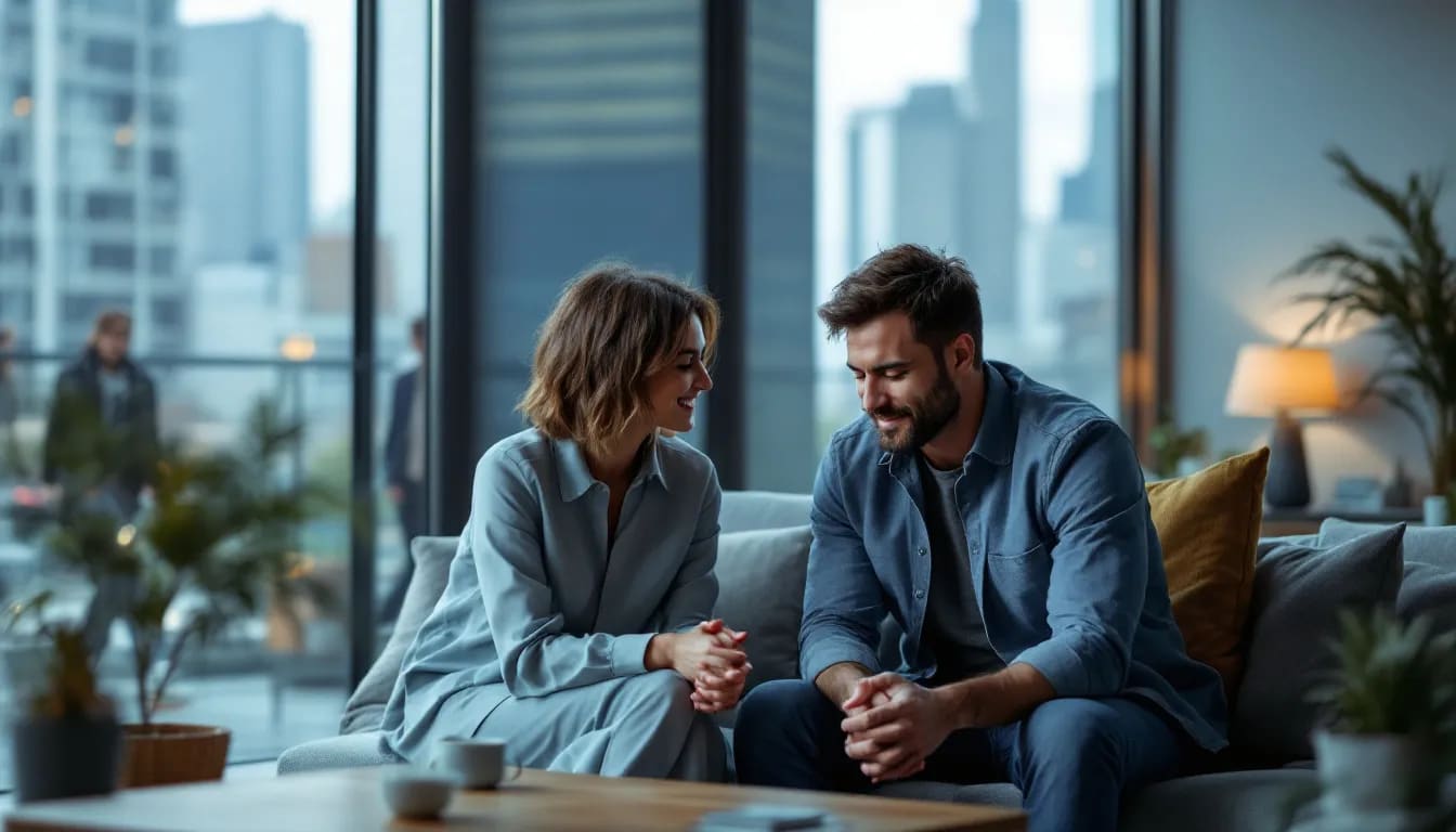 A couple practicing communication skills in couples therapy.
