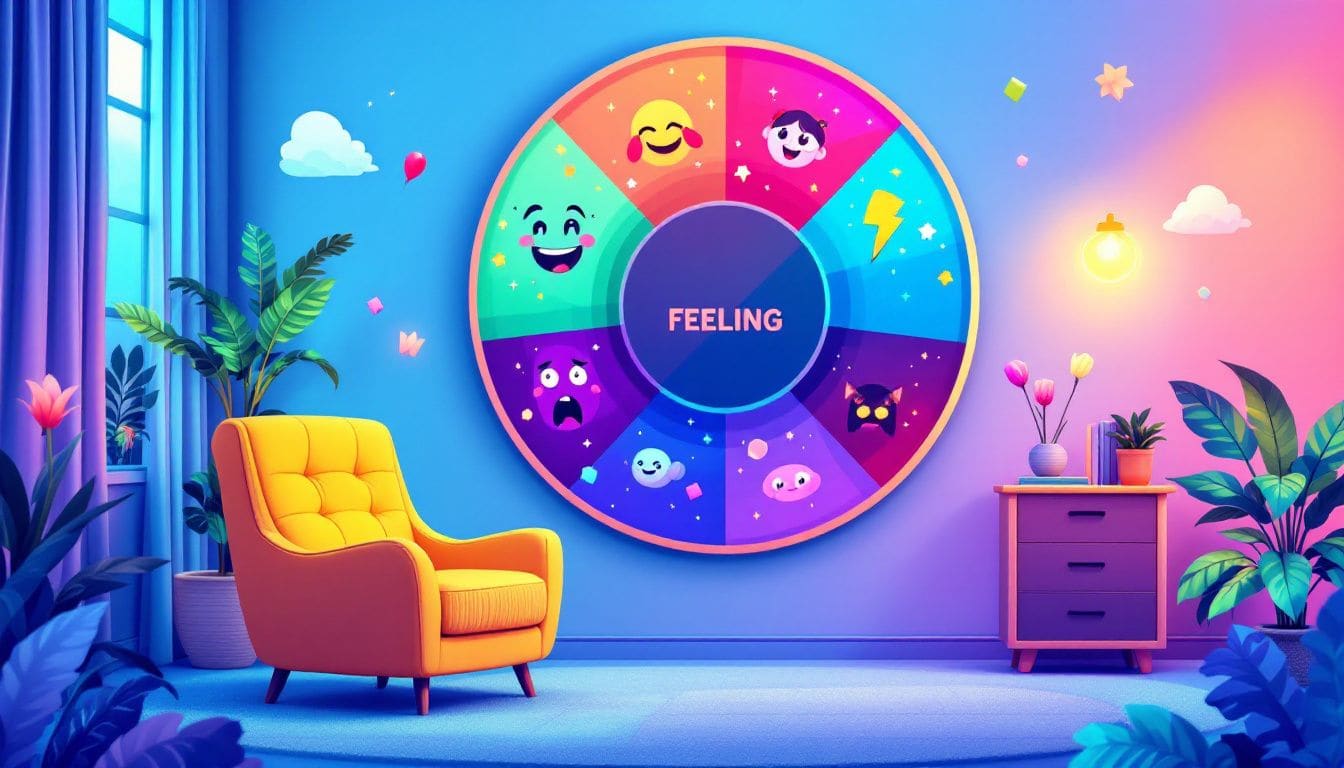 A therapist using the feeling wheel in a counseling session.