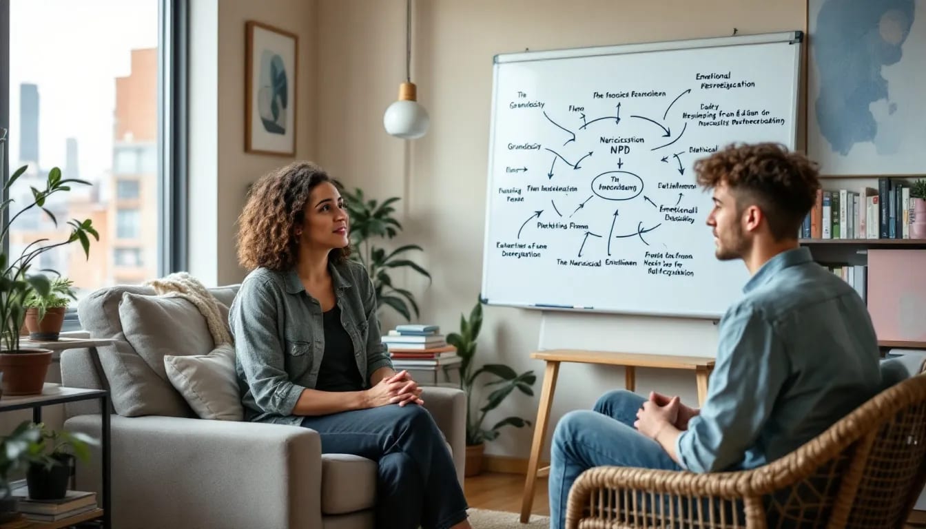 A therapist discussing specialized treatment options for narcissistic personality disorder.