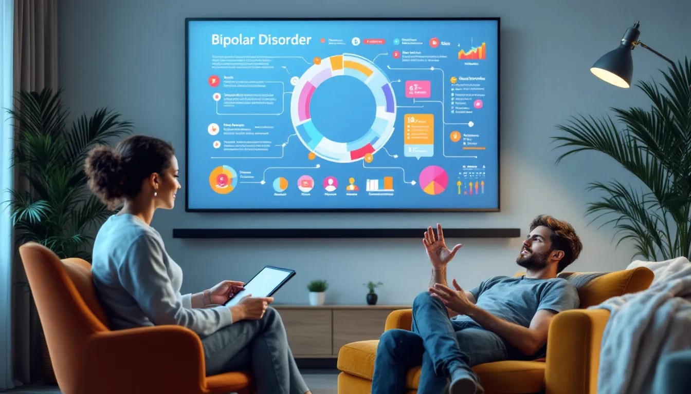 A therapist conducting a session with a patient for bipolar disorder treatment.