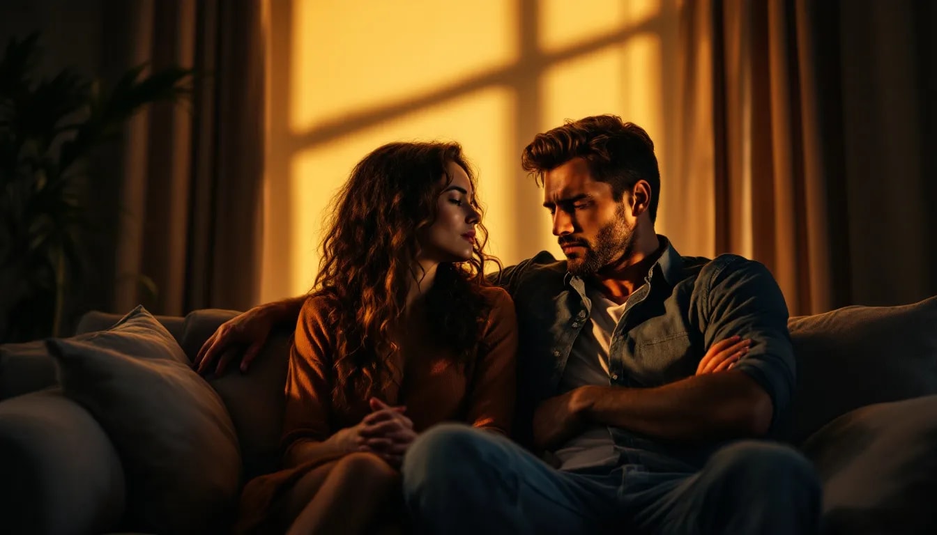 A couple in therapy discussing their explosive fights and relationship issues.