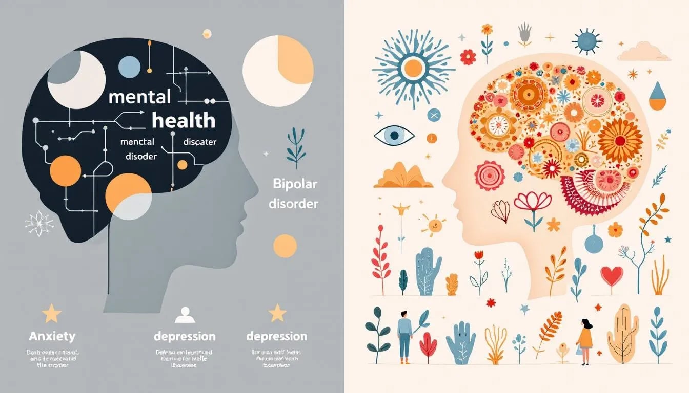 A visual representation of various mental health conditions.