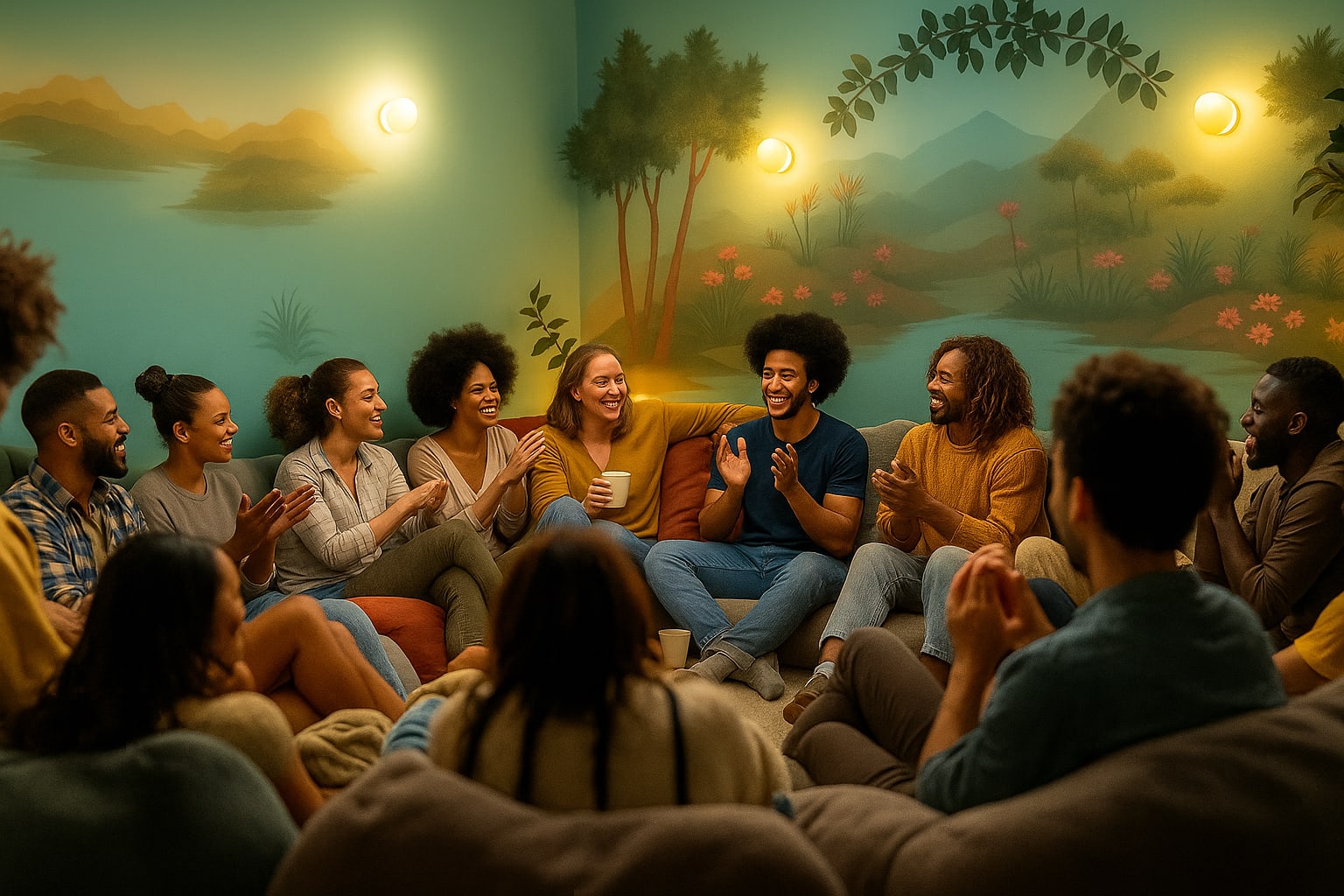 A group of people participating in an online support group, sharing their experiences and providing emotional support.