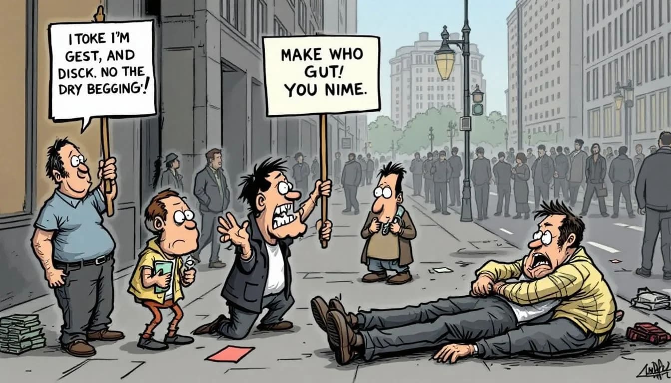 A graphic showing common tactics used in dry begging.