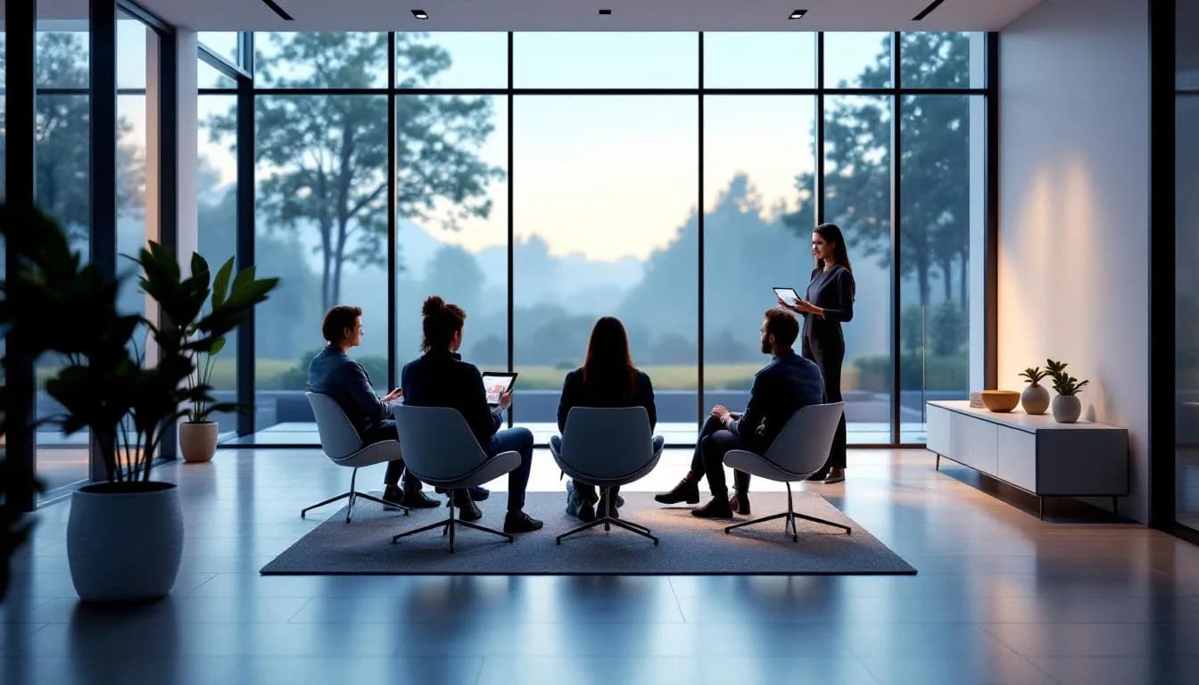 A visual representation of an intensive outpatient program (IOP) setting, highlighting therapy sessions.