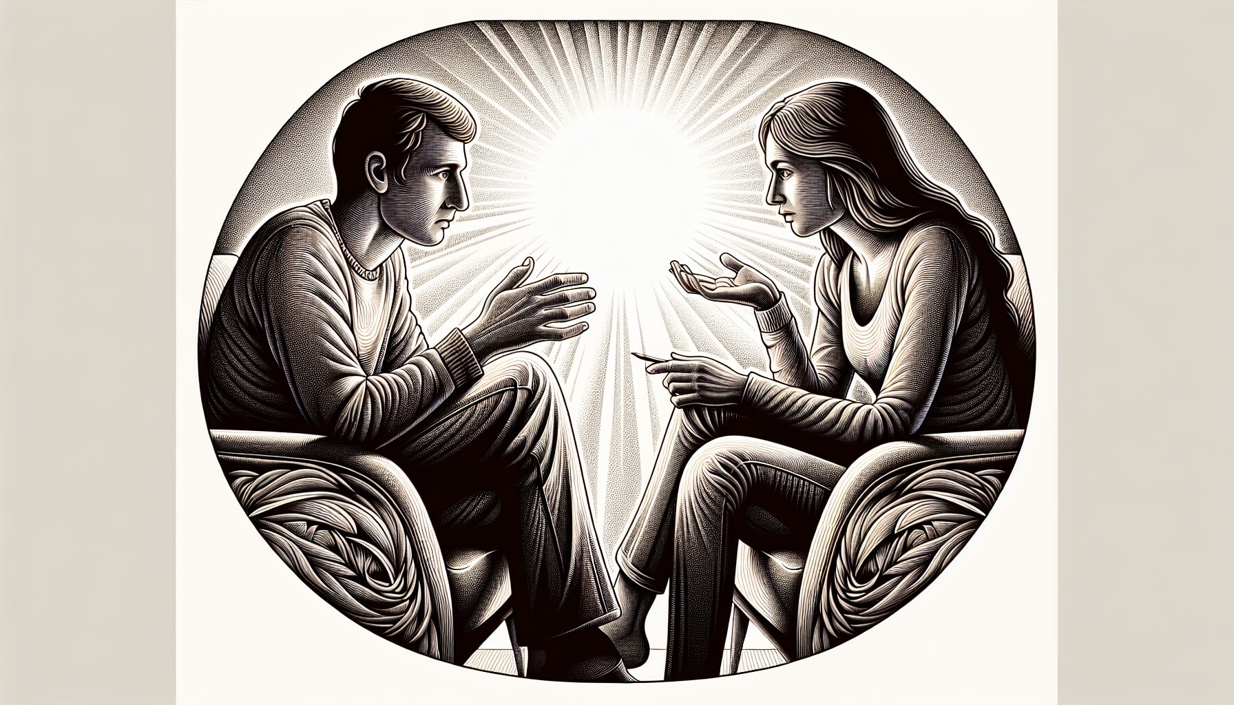 Illustration of a couple actively listening to each other