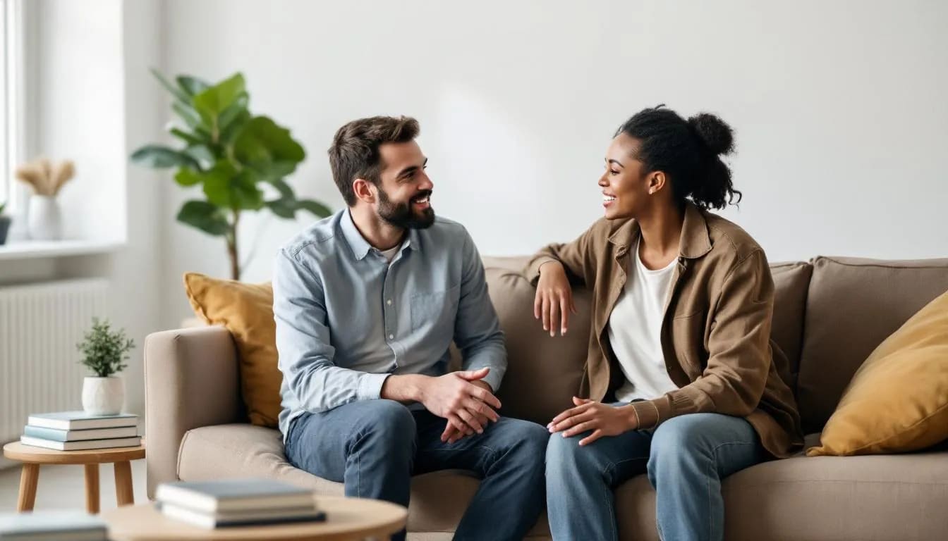 A visual of a couple exploring options for seeking professional help in their relationship.