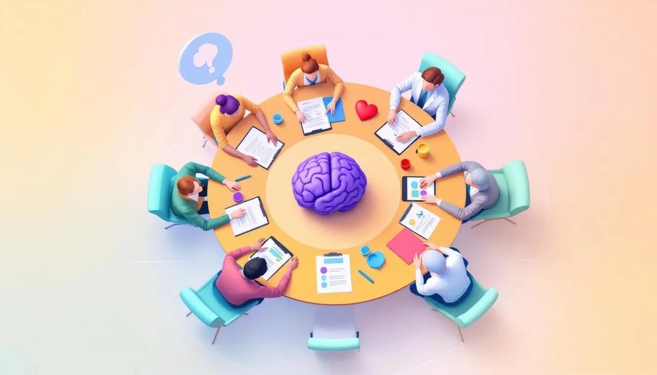 A collaborative meeting of mental health professionals.