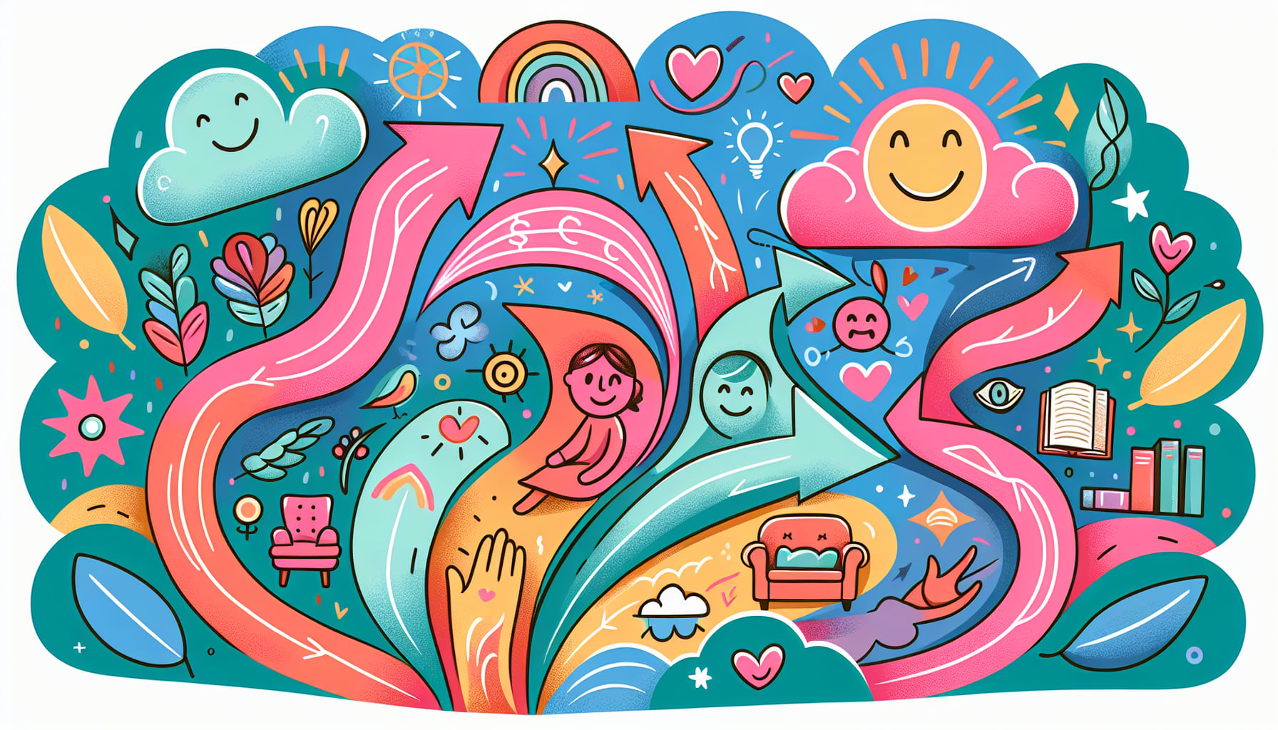 An illustration showcasing coping skills and positive behaviors.
