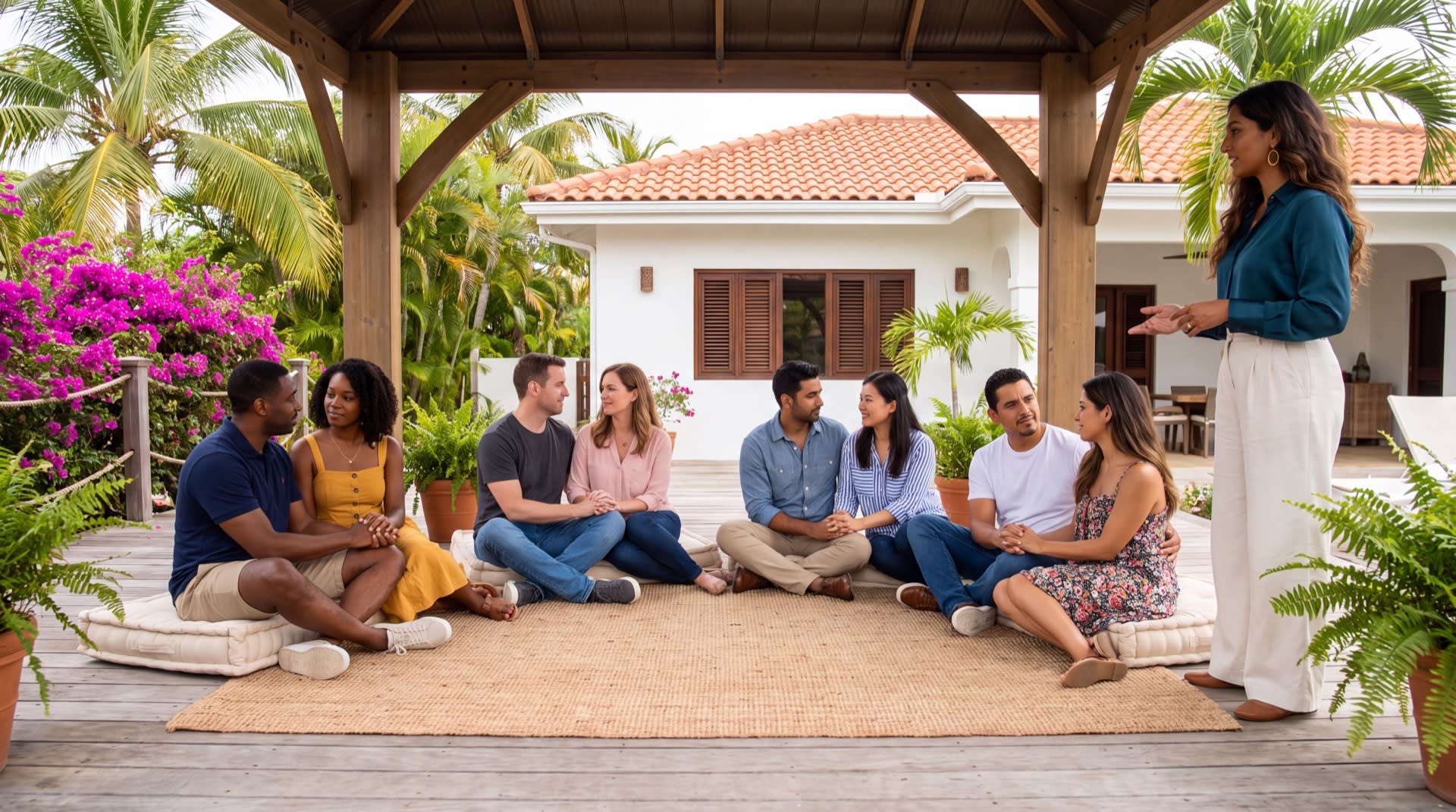An overview of what a marriage retreat is, highlighting couples engaging in activities together.