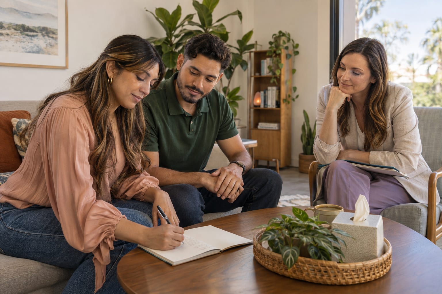 Establishing goals and treatment plans in couples therapy.