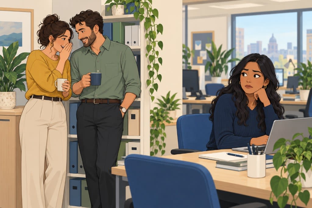 Illustration of workplace triangulation and exclusion and needing therapist san francisco