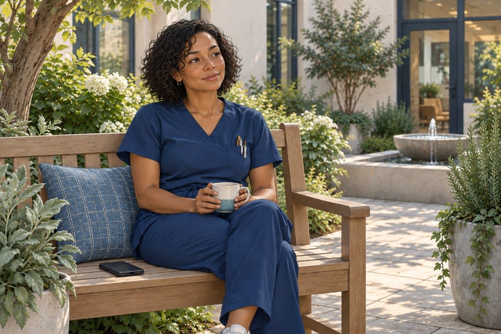 Healthcare worker taking a quiet break to rest and recharge.