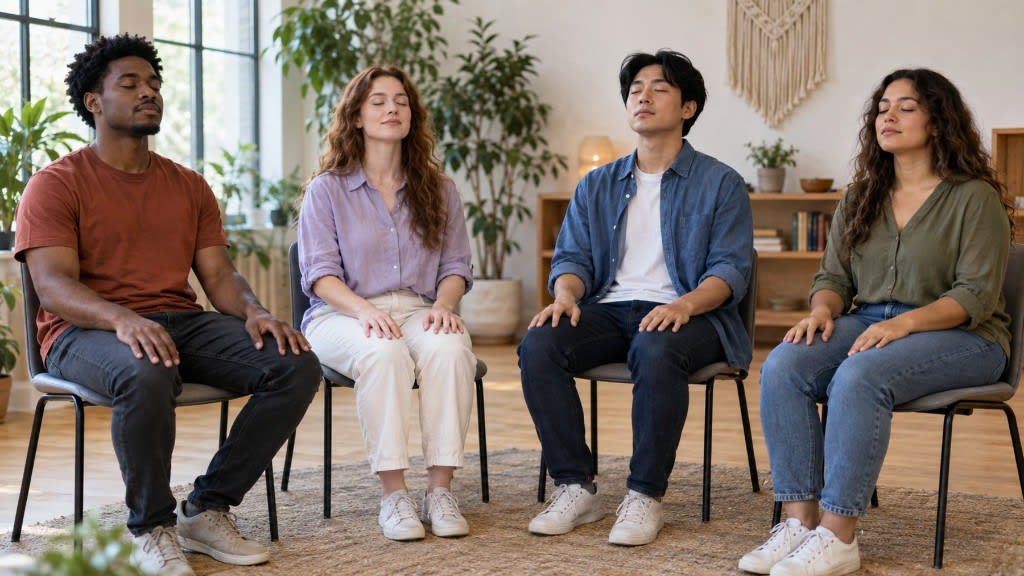 Making meditation stick with ADHD: a small group sitting with eyes closed in a guided session