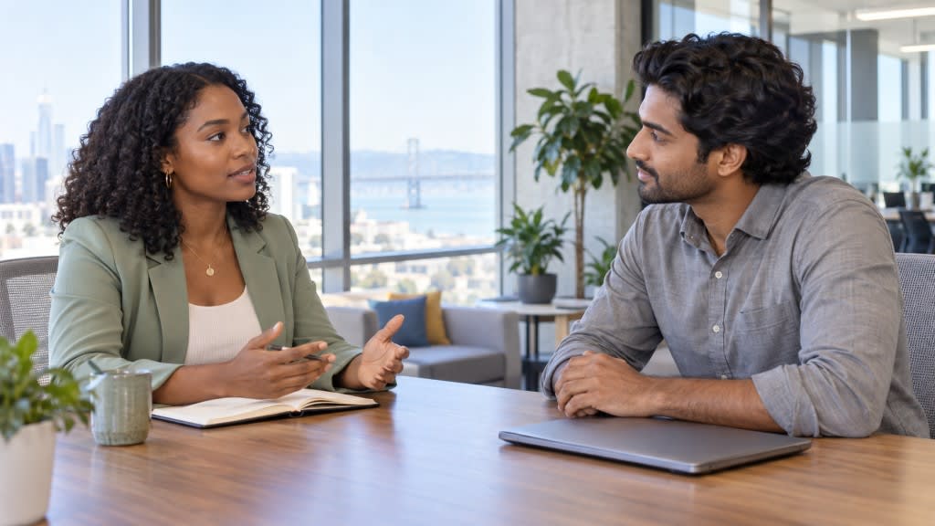 Protecting mental health while pursuing ambitious work goals in a one-on-one conversation
