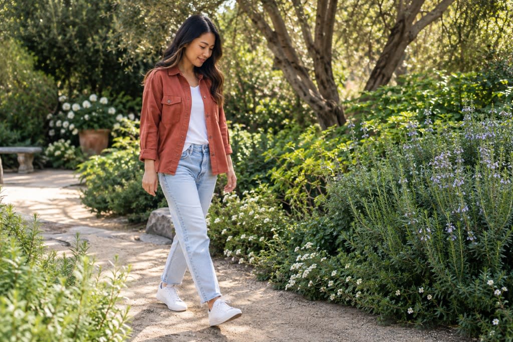 Walking meditation: bringing attention to each step on a garden path