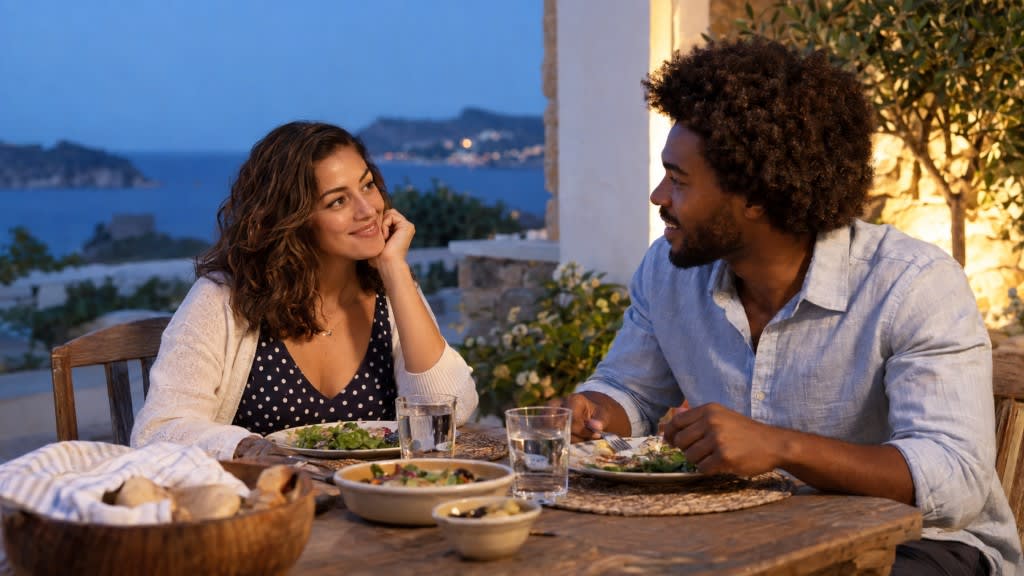 Romantic settings support, not replace, the work: a couples dinner overlooking the water