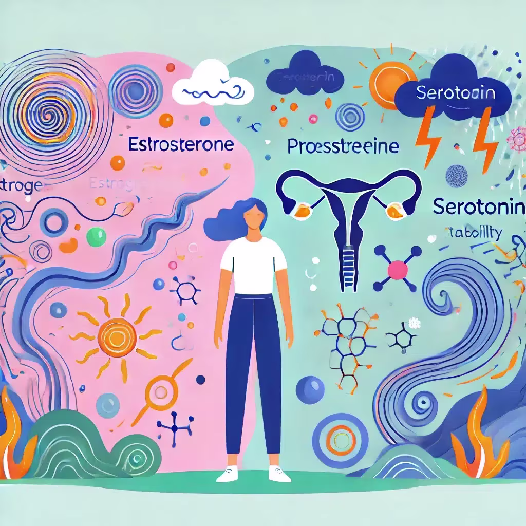 Artistic representation of hormonal fluctuations and mood stability