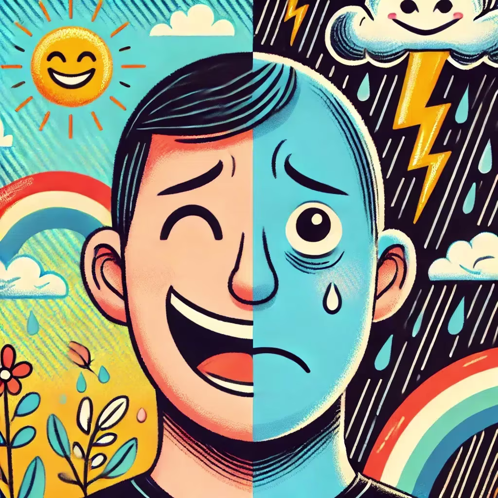 Illustration of a person experiencing mood swings