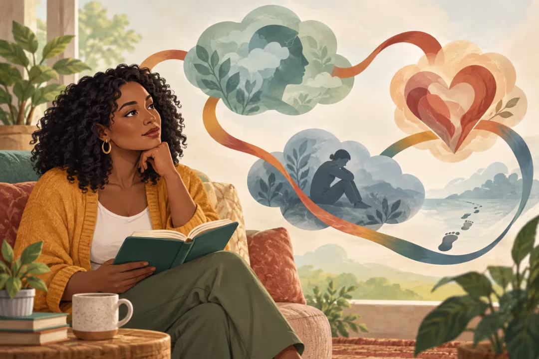 A person observes connected thoughts, feelings, and withdrawal, illustrating the core beliefs that keep dismissive avoidant attachment in place.