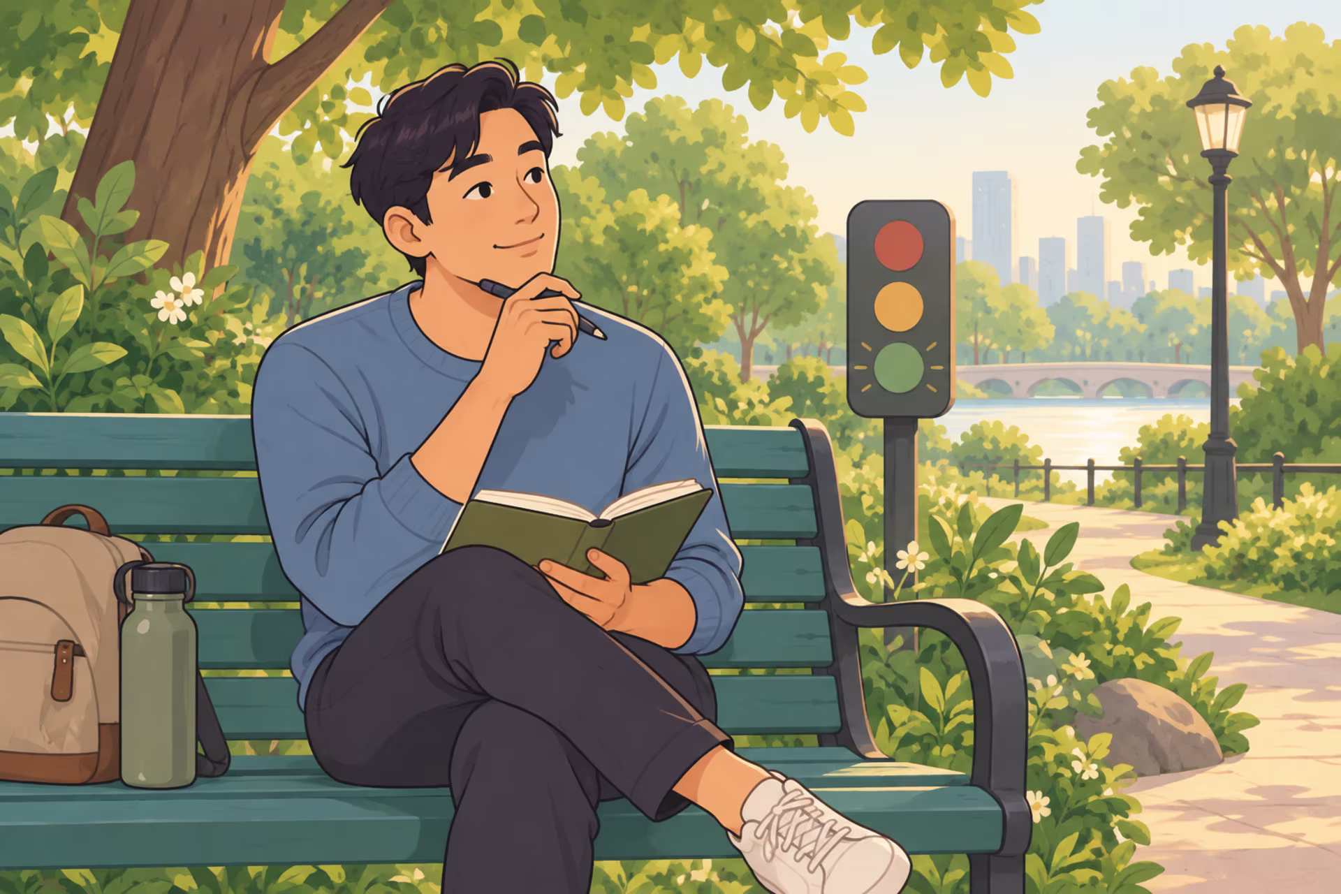 Man reflecting in a journal as part of a daily emotional intelligence practice.