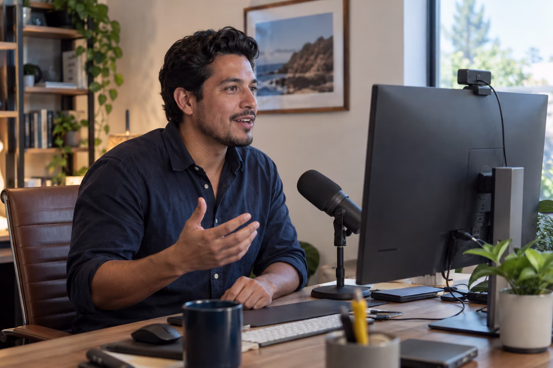 Public speaking on Zoom: presenting on a webinar with a microphone and webcam