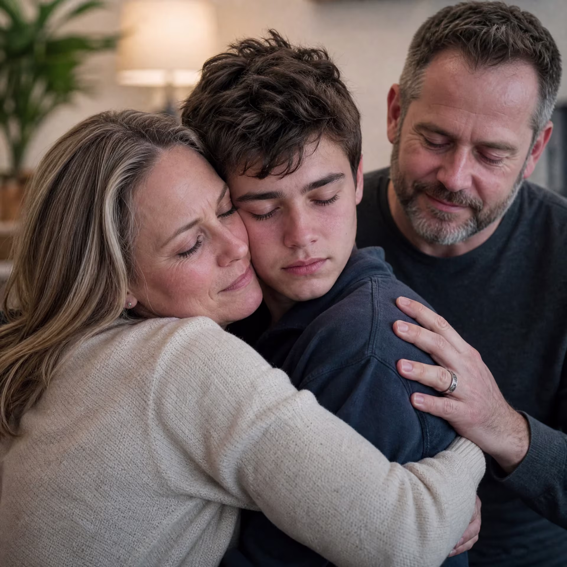 Parents and children repairing connection during family counseling in San Francisco