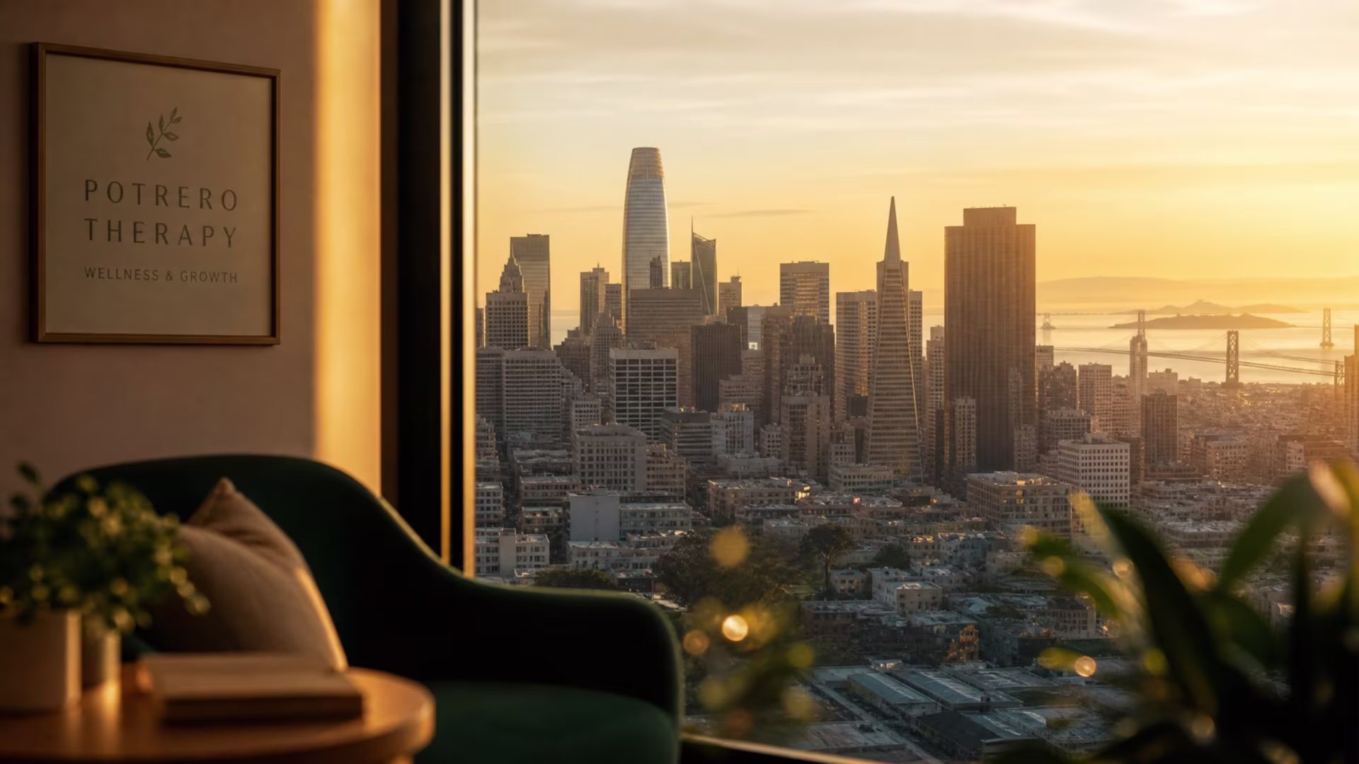 San Francisco skyline at golden hour