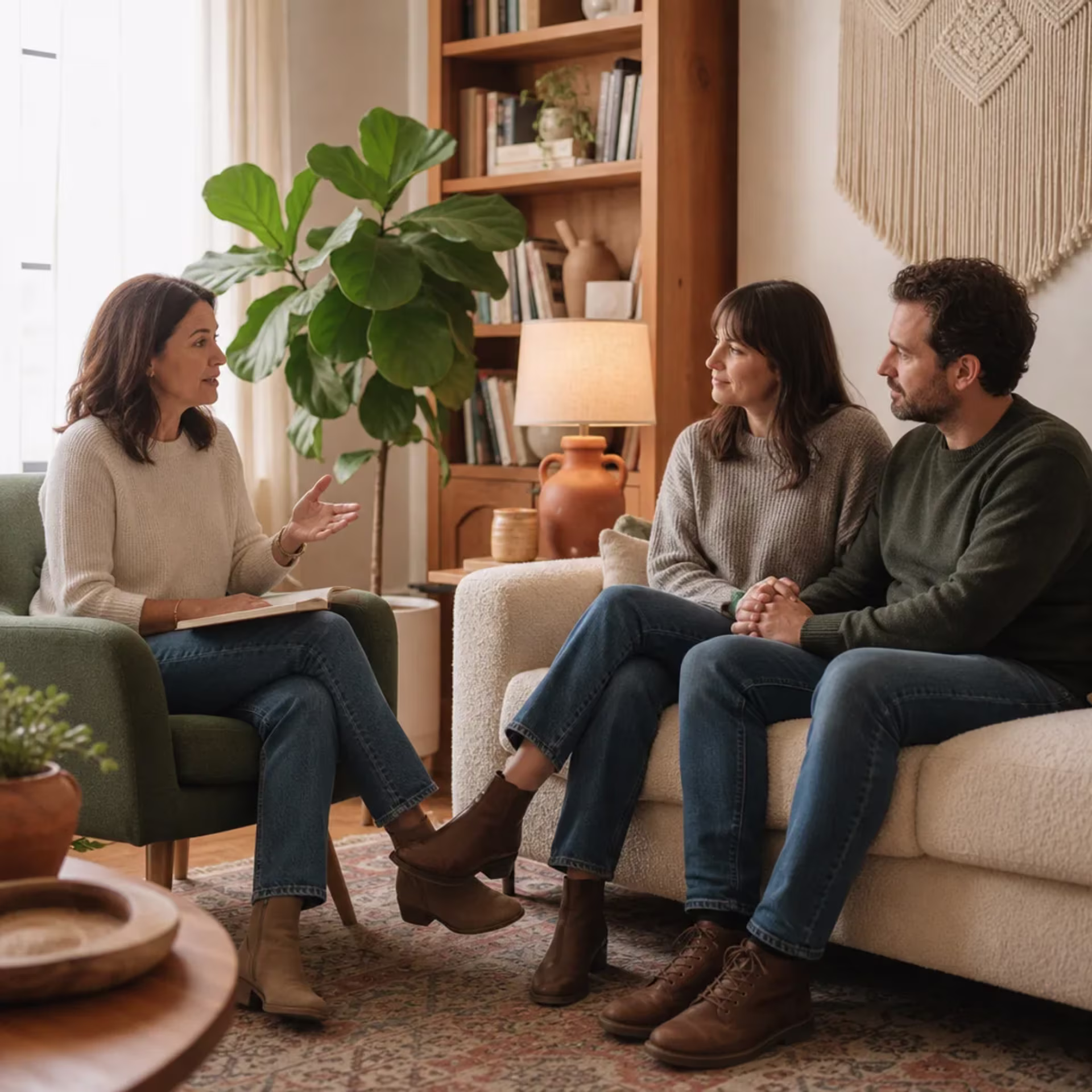 Sex therapist in San Francisco leading a warm sex therapy session with a couple — sex therapy in San Francisco, CA near me