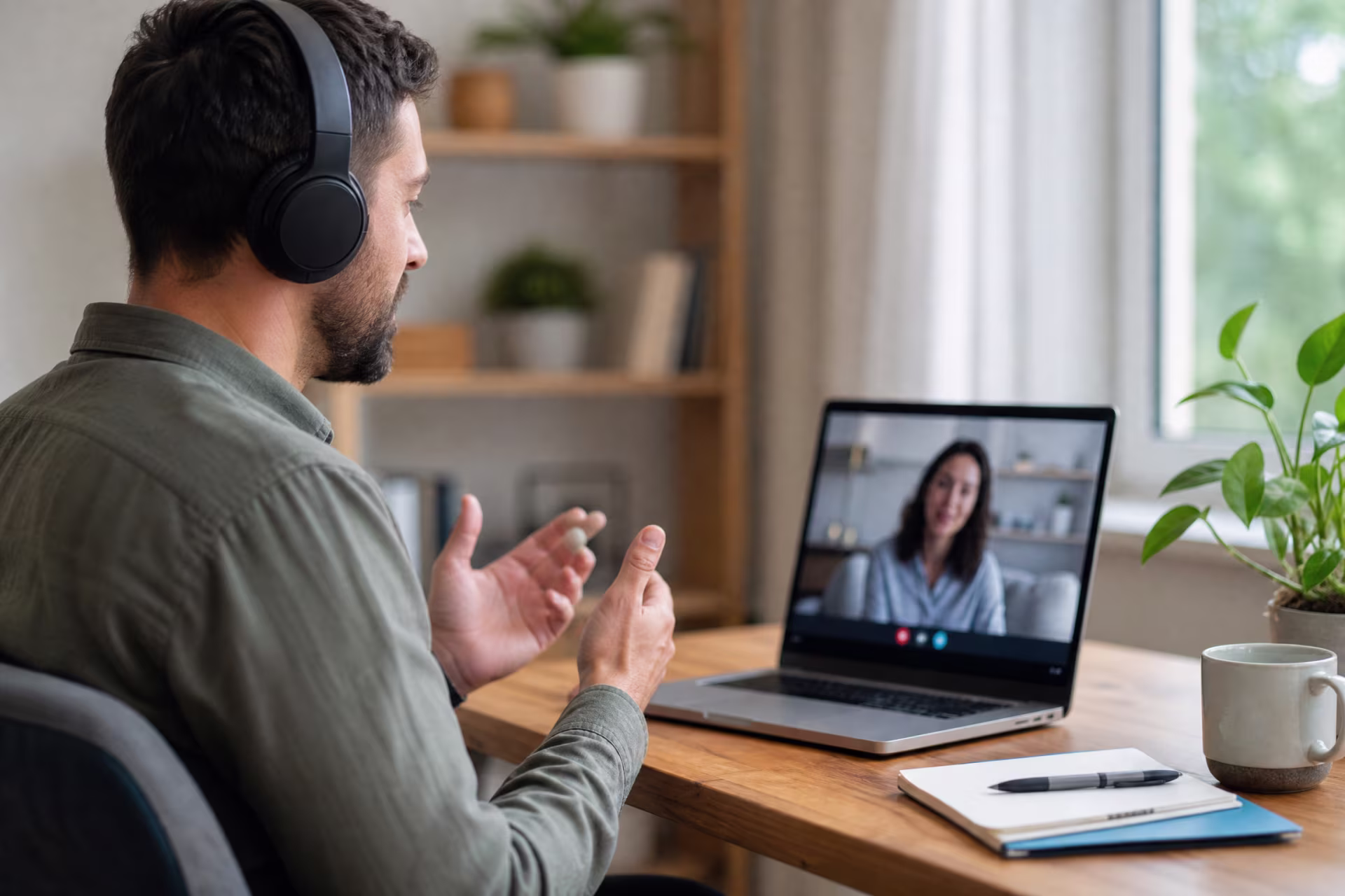 Client having an online therapy session from home near me in San Francisco, CA