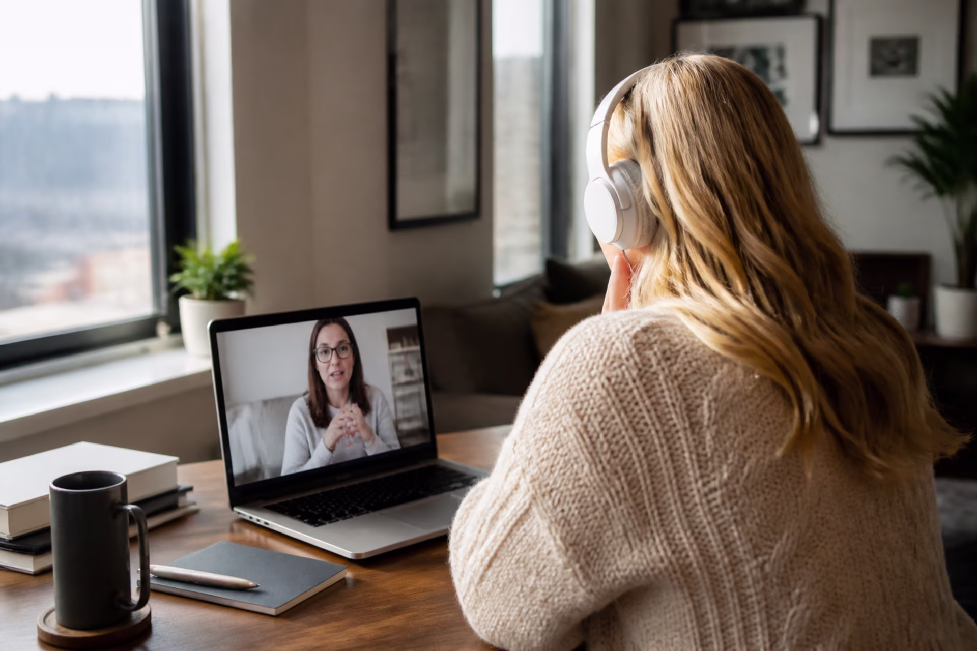 Online grief counseling session via telehealth